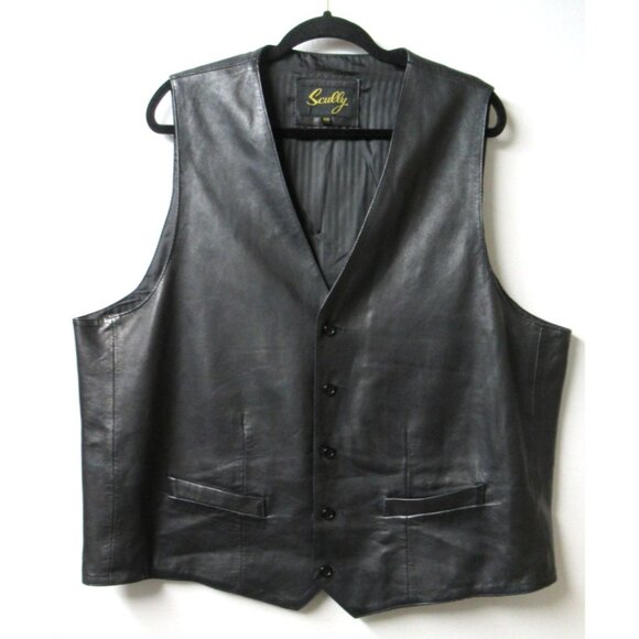 Scully Other - Scully Vest Men Sz 50 Black Leather Waist Coat Button Up Frontier Western Cowboy